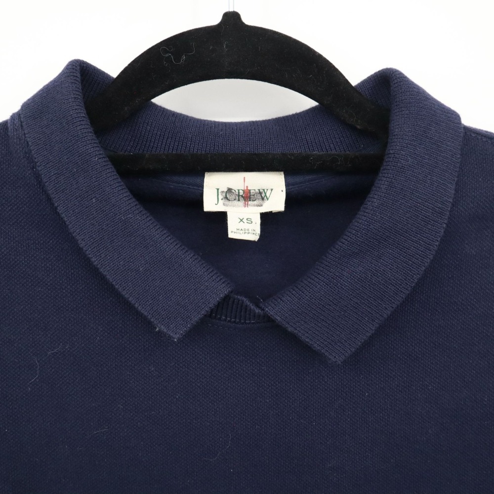 J. Crew‎ Piqué Fleece Sweatshirt Men XS Blue Preppy Academia Collegiate Classic - Picture 3 of 16